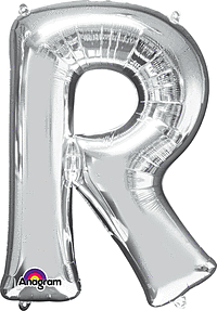 Anagram - 34" Letter 'R' Mylar Balloon - Silver - SKU:78424 - UPC:026635329811 - Party Expo