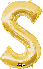 Anagram - 34" Letter 'S' Mylar Balloon - Gold - SKU:78427 - UPC:026635329842 - Party Expo