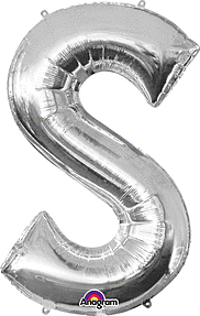 Anagram - 34" Letter 'S' Mylar Balloon - Silver - SKU:78426 - UPC:026635329835 - Party Expo
