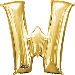 Anagram - 34" Letter 'W' Mylar Balloon - Gold - SKU:78435 - UPC:026635329941 - Party Expo