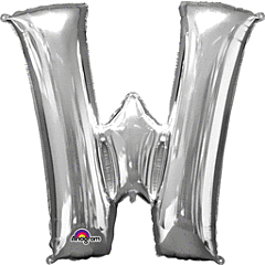 Anagram - 34" Letter 'W' Mylar Balloon - Silver - SKU:78434 - UPC:026635329934 - Party Expo