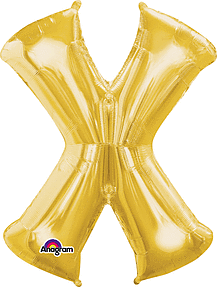 Anagram - 34" Letter 'X' Mylar Balloon - Gold - SKU:78437 - UPC:026635329965 - Party Expo