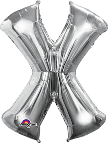Anagram - 34" Letter 'X' Mylar Balloon - Silver - SKU:78436 - UPC:026635329958 - Party Expo