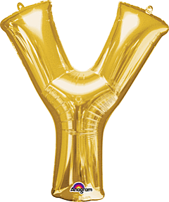 Anagram - 34" Letter 'Y' Mylar Balloon - Gold - SKU:78439 - UPC:026635329989 - Party Expo