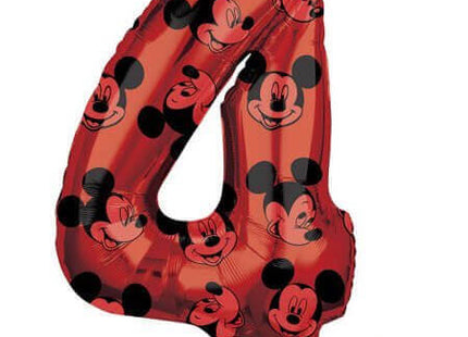 Anagram - 34" Mickey Mouse Forever Red Number '4' Mylar Balloon - SKU:103358 - UPC:026635398855 - Party Expo