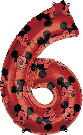Anagram - 34" Mickey Mouse Forever Red Number '6' Mylar Balloon - SKU:103360 - UPC:026635417044 - Party Expo