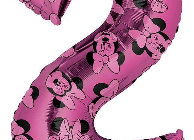Anagram - 34" Minnie Mouse Forever Pink Number '2' Mylar Balloon - SKU:103362 - UPC:026635398824 - Party Expo