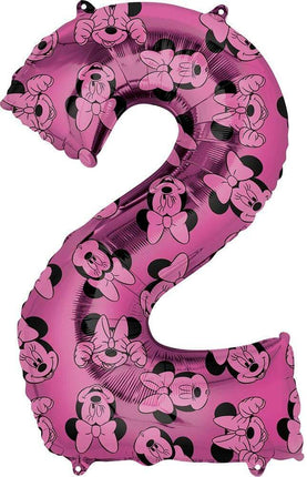 Anagram - 34" Minnie Mouse Forever Pink Number '2' Mylar Balloon - SKU:103362 - UPC:026635398824 - Party Expo