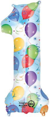 Anagram - 34" Number '1' Balloons & Streamers Mylar Balloons - SKU:62923 - UPC:026635282451 - Party Expo