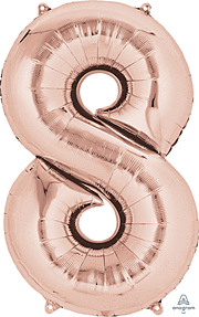 Anagram - 34" Number '8' Mylar Balloon - Rose Gold - SKU:87804 - UPC:026635362191 - Party Expo