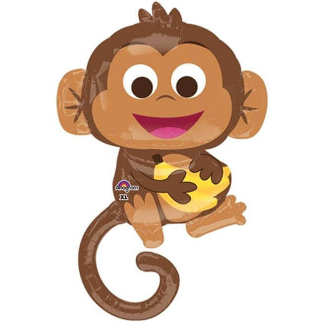 Anagram - 36" Happy Monkey Super Shape Mylar Balloon - SKU:3457301 - UPC:026635345736 - Party Expo