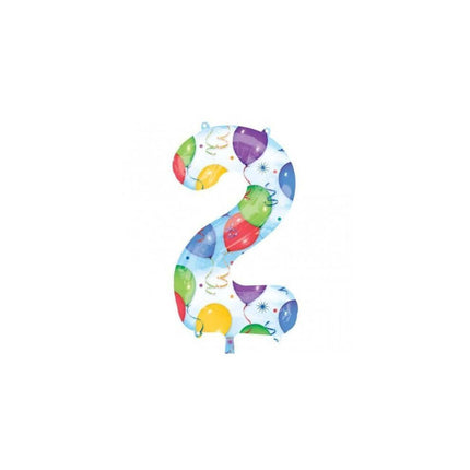 Anagram - 36" Number '2' Mylar Balloon - Multicolored Balloons & Streamers - SKU:28247 - UPC:026635282475 - Party Expo