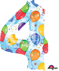 Anagram - 36" Number '4' Mylar Balloon - Multicolored Balloons & Streamers - SKU:28251 - UPC:026635282512 - Party Expo