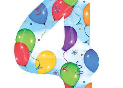 Anagram - 36" Number '4' Mylar Balloon - Multicolored Balloons & Streamers - SKU:28251 - UPC:026635282512 - Party Expo