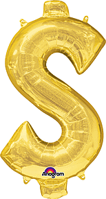 Anagram - 40" Dollar Sign Symbol - Gold - SKU:85165 - UPC:026635352383 - Party Expo
