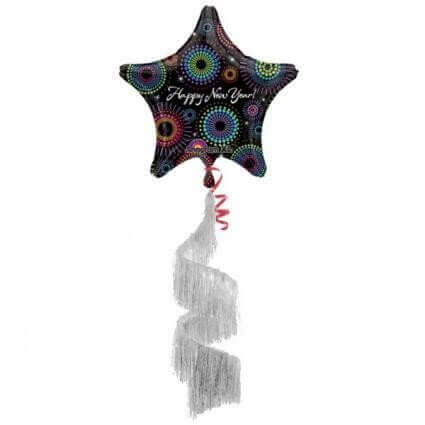 Anagram - 70" Happy New Year Countdown Shag Tail Mylar Balloon #259 - SKU:183536 - UPC:026635183536 - Party Expo