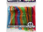 Assorted Neon 48ct Plastic Cutlery - SKU:N124890 - UPC:098382789910 - Party Expo