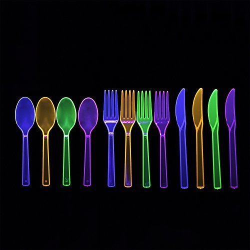 Assorted Neon 48ct Plastic Cutlery - SKU:N124890 - UPC:098382789910 - Party Expo