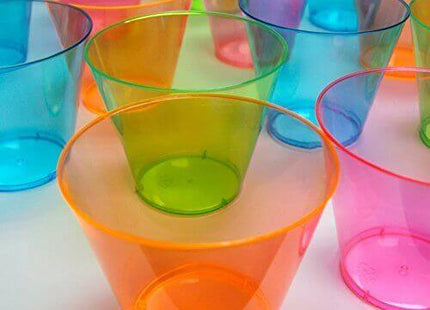 Assorted Neon 9oz Tumblers - SKU:N95090 - UPC:098382609911 - Party Expo