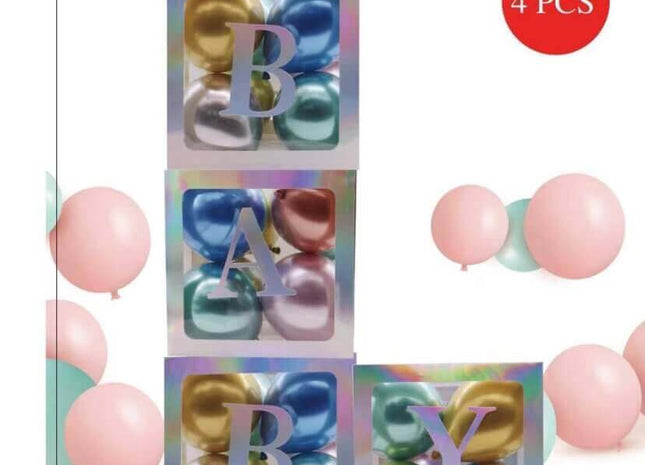 Baby Balloon Box Iridescent 12" - 4 pieces (Balloons not Included) - SKU:029928 - UPC:677545149657 - Party Expo