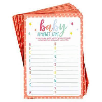 Baby Shower - Alphabet Game (24 Sheets) - SKU:380167 - UPC:192937128480 - Party Expo