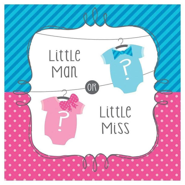 Baby Shower - 'Bow Or Bowtie?' Lunch Napkins (16ct) - SKU:667041 - UPC:039938128227 - Party Expo