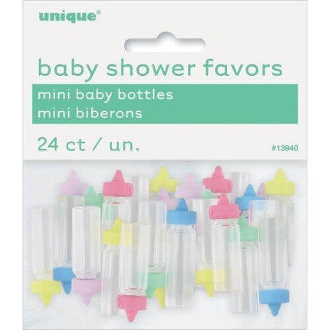 Baby Shower - Mini Plastic Baby Bottle - Assorted Colors - SKU:13940 - UPC:011179139408 - Party Expo