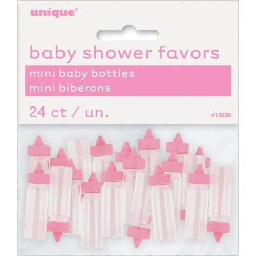 Baby Shower - Pink Mini Plastic Baby Bottle - SKU:13938 - UPC:011179139385 - Party Expo