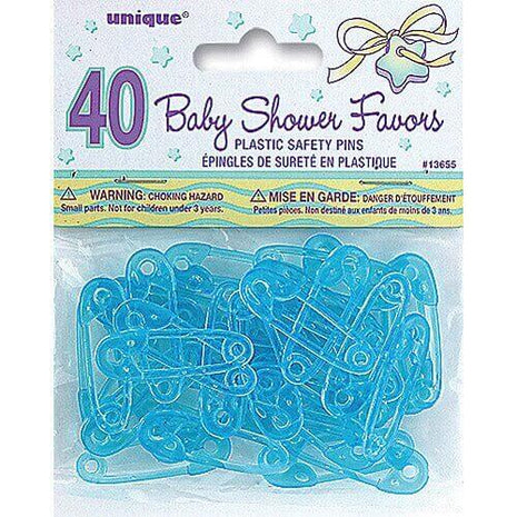 Baby Shower - Mini Plastic Blue Safety Pins - SKU:13655 - UPC:011179136551 - Party Expo