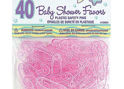 Baby Shower - Mini Plastic Pink Safety Pins - SKU:13654 - UPC:011179136544 - Party Expo