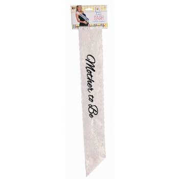 Baby Shower - "Mother to Be" White Lace Sash - SKU:78161 - UPC:721773781612 - Party Expo