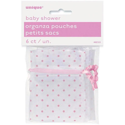 Baby Shower - Organza with Pink Dots (6ct) - Party Expo