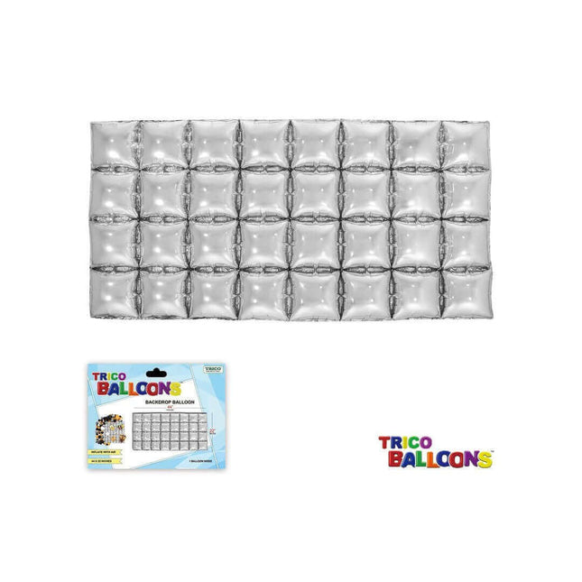 Backdrop Foil Balloons 44" X 22" - 1pc Silver - SKU:BP0601SIL - UPC:810057958892 - Party Expo