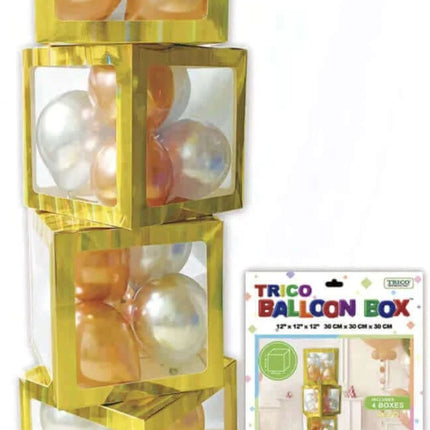 Balloon Box - Gold (4ct) - SKU:BP3402-GOLD - UPC:840300802191 - Party Expo