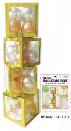 Balloon Box - Gold (4ct) - SKU:BP3402-GOLD - UPC:840300802191 - Party Expo