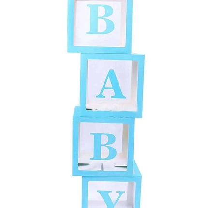 Balloon Box with 'BABY' Letters - Blue (4ct) - SKU:BP3401-BLUE - UPC:840300802177 - Party Expo