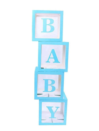 Balloon Box with 'BABY' Letters - Blue (4ct) - SKU:BP3401-BLUE - UPC:840300802177 - Party Expo