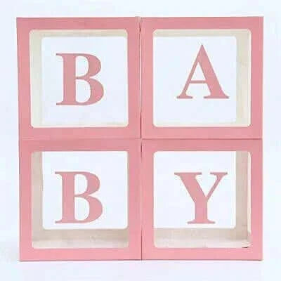 Balloon Box with 'BABY' Letters - Pink (4ct) - SKU:BP3401-PINK - UPC:840300802160 - Party Expo