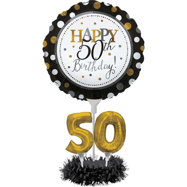 Balloon Centerpiece Kit - 50th Birthday - SKU:317307 - UPC:039938327248 - Party Expo