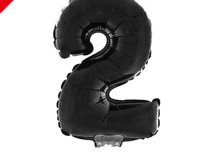 Balloon on Stick - 16" Black Number 2 - SKU:85253 - UPC:8712364852530 - Party Expo