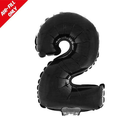 Balloon on Stick - 16" Black Number 2 - SKU:85253 - UPC:8712364852530 - Party Expo