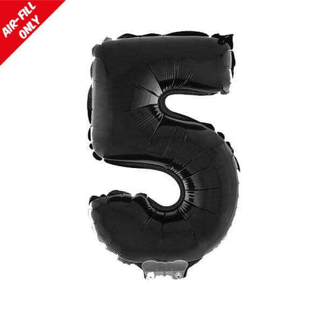 Balloon on Stick - 16" Black Number 5 - SKU:85256 - UPC:8712364852561 - Party Expo