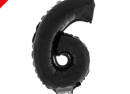 Balloon on Stick - 16" Black Number 6 - SKU:85257 - UPC:8712364852578 - Party Expo