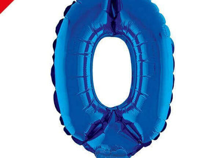 Balloon on Stick - 16" Blue Number 0 - SKU:85241 - UPC:8712364852417 - Party Expo