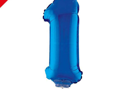 Balloon on Stick - 16" Blue Number 1 - SKU:85242 - UPC:8712364852424 - Party Expo