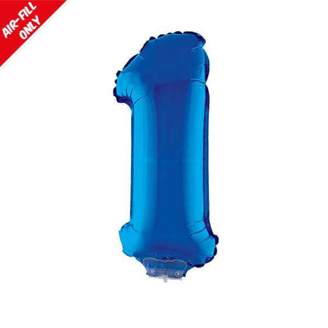 Balloon on Stick - 16" Blue Number 1 - SKU:85242 - UPC:8712364852424 - Party Expo