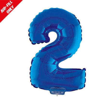 Balloon on Stick - 16" Blue Number 2 - SKU:85243 - UPC:8712364852431 - Party Expo