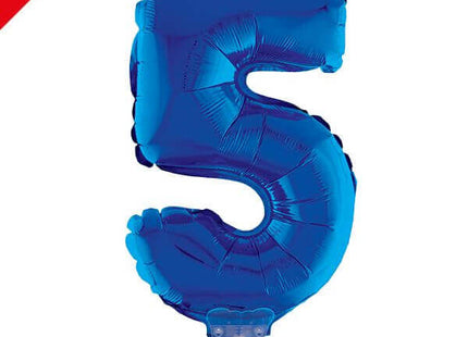 Balloon on Stick - 16" Blue Number 5 - SKU:85246 - UPC:8712364852462 - Party Expo