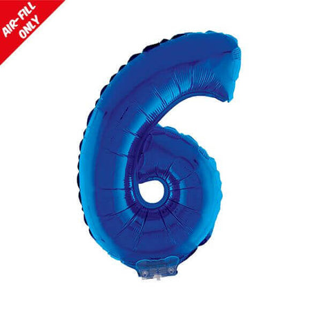 Balloon on Stick - 16" Blue Number 6 - SKU:85247 - UPC:8712364852479 - Party Expo