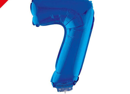 Balloon on Stick - 16" Blue Number 7 - SKU:85248 - UPC:8712364852486 - Party Expo
